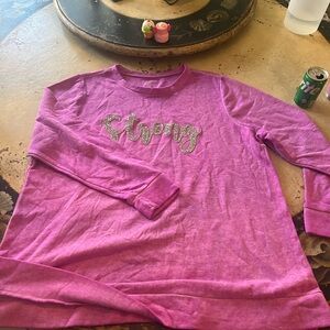 Pink Shirt with Glitter 'Strong' Design